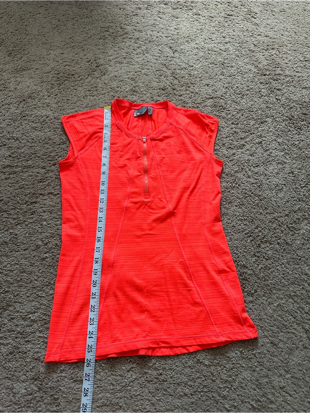 Athleta Bright Coral Orange Pacifica UPF Tank Top 1/4 Zipper Size M - Picture 6 of 7